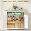 Bathroom Floor Cabinet, Freestanding Bathroom Storage Unit with 3 Doors, 2 Open Shelves and Adjustable Shelf, White