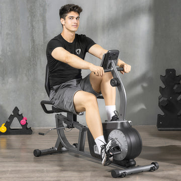 Soozier Exercise Bike, Stationary Bike with 8-Level Magnetic Resistance, LCD Display, Adjustable Seat and Backrest for Home Gym