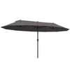 15' Double-Sided Patio Umbrella Parasol Sun Shelter Canopy Shade Grey