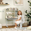 Qaba Kids Desk and Chair Set with Tilt Desktop, Adjustable Height, Drawer and Shelves for Boys Girls Ages 3-12