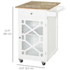 Kitchen Cart on Wheels, Rolling Kitchen Island with Drawer, Glass Door, Towel Rack and Adjustable Shelf, White