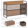 5-Bin Dresser Storage Tower Cabinet Organizer Unit, Easy Pull Fabric Bins with Metal Frame for Bedroom
