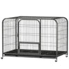48 Inch Heavy Duty Dog Crate, Large Metal Dog Cage with Lockable Wheels and Removable Tray