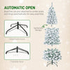 6ft Prelit Artificial Pencil Christmas Tree, Snow Flocked Slim Xmas Tree with Warm White LED Lights - Green