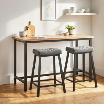 Set of 2 Bar Stools, Velvet Upholstered Counter Stools with Curved Seat and Footrest for Kitchen Island, Grey