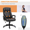 Chaise de bureau de massage, Fauteuil de direction à dossier haut avec vibration à 6 points, minuterie, hauteur réglable, siège pivotant et fonction berçante, Noir