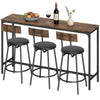 Bar Table Set Counter Height Barstools Set of 4 PU Cushioned Seats Rustic Brown