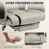Reclining Office Chair, Overstuffed Executive Desk Chair with High Back, PU Leather, Footrest, Swivel Wheels, Grey