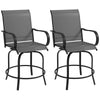 Outdoor Bar Stools Set of 2, 360° Swivel Bar Height Chairs, 26.8