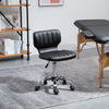Height Adjustable Salon Stool, PU Leather Rolling Stool with Back, Wheels for Beauty, Spa, Tattoo, Home Office, Black