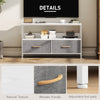 TV Stand with Charging Station, TV Table with 2 Foldable Linen Drawers and Open Shelf for 47 Inch Television, White