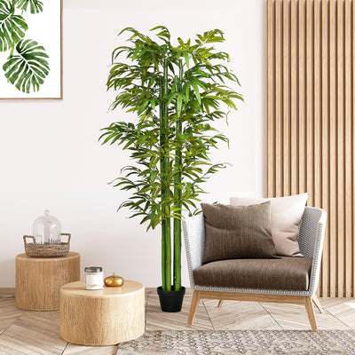 6 FT Artificial Tree Bamboo Tree Fake Plants in Pot for Home Office Living Room Decor, Green