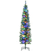 6' Artificial Pencil Christmas Trees Holiday Decoration with Colourful LED Lights, Steel Base, Skinny Shape