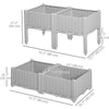 4-piece Raised Garden Bed PP Raised Flower Bed Vegetable Herb Grow Box Stand Grey