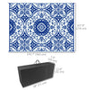 Portable Outdoor Rug with Carry Bag, 9' x 12' Reversible Mat, Waterproof Plastic Straw RV Rug for Backyard, Deck, Picnic, Beach, Camping, Blue & White Flower