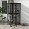 Cat Cage Multi-Level Catio Steel Outdoor Cat Enclosure w/ UV-and Water Resistant Cover, 5 Platforms, Soft Pads, Black