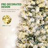 6ft Prelit Artificial Pencil Christmas Tree, Snow Flocked Slim Xmas Tree with Warm White LED Lights - Green