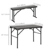 Folding Picnic Table with 2 Benches, 3-Piece Portable Outdoor Picnic Table Bench Set for 4, Patio Dining Table Set with Plastic Top, Steel Frame for Garden, Dark Grey