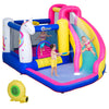 Kids 5 in 1 Inflatable Bounce Castle House, Trampoline Water Slide Pool Climbing Wall with Inflator for Kids Age 3-12 Summer 12.4' x 10.5' x 6.9' - Multi-color