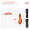 6.6FT Patio Umbrella, Outdoor Parasol with 6 Solid Ribs, Orange