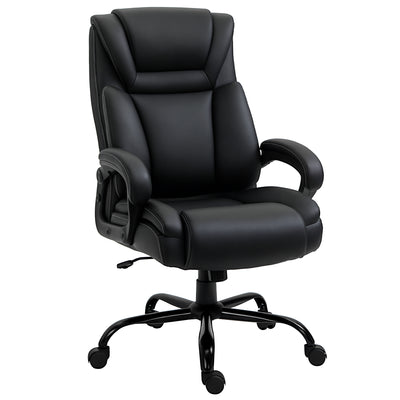 Fauteuil de bureau exécutif en cuir PU avec dossier haut, hauteur réglable et roulettes pivotantes, capacité de 400 lb, brun