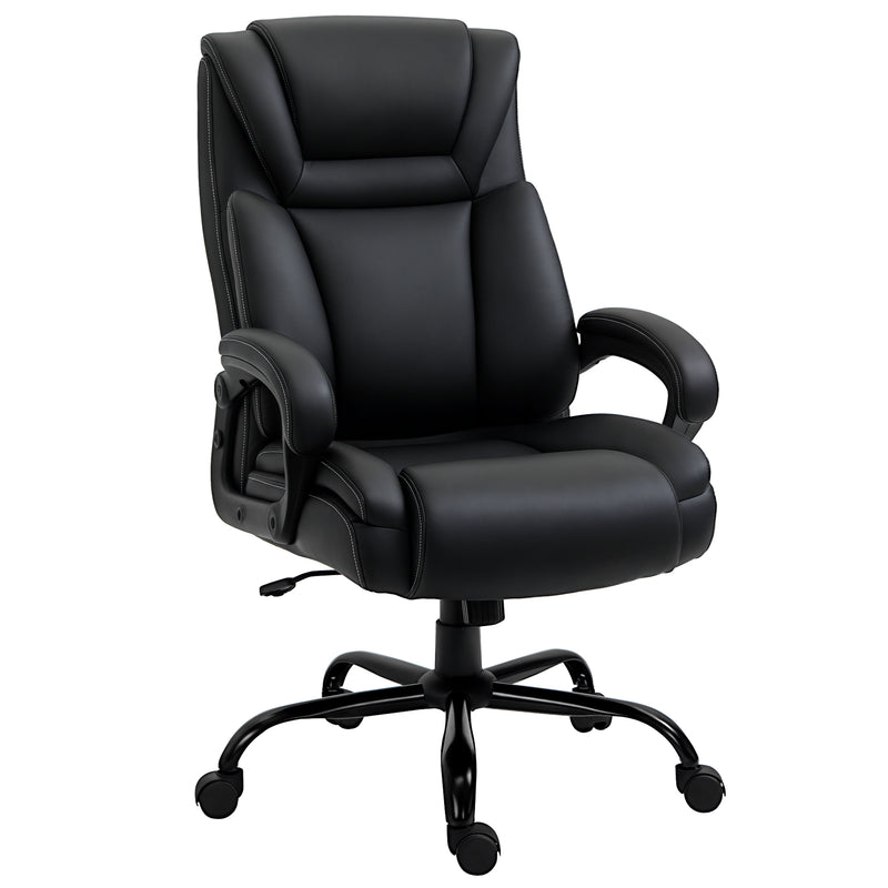 PU Leather Executive Office Chair with High Back, Adjustable Height and Swivel Wheels, 400LBS Capacity, Brown