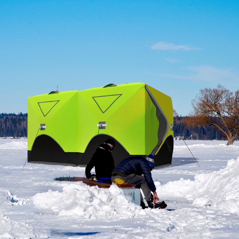 5-8 Person Insulated Ice Fishing Tent Shelter with Ventilation Windows and Carry Bag, for -22℉, Green
