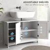 Bathroom Vanity Cabinet, Under Sink Storage Cabinet with Double Doors, Open and Adjustable Shelves, White