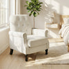 Accent Chair, Mid-Century Modern Armchair with Thick Padded Seat, Spring Cushion, Solid Wood Legs