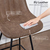 Set of 2 Counter Height Barstools, PU Leather Upholstered Bar Stools with Backrest, Footrest and Steel Legs, Brown