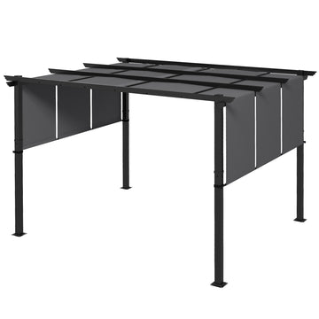 10' x 10' Metal Pergola, Outdoor Pergola with Retractable Canopy, for Garden, Patio, Backyard, Deck