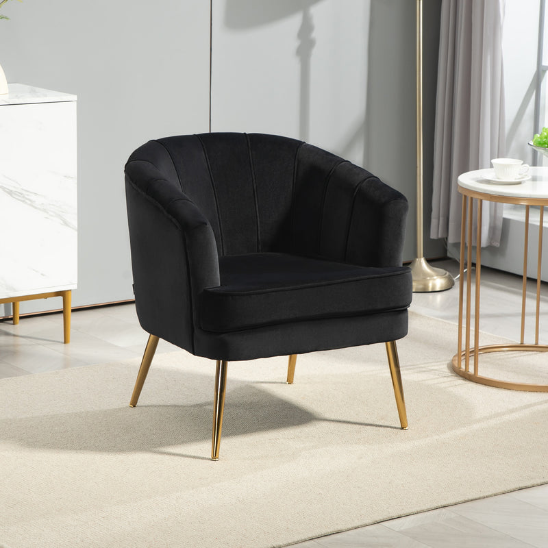 Fabric Armchair, Modern Accent Chair with Gold Metal Legs for Living Room, Bedroom, Home Office