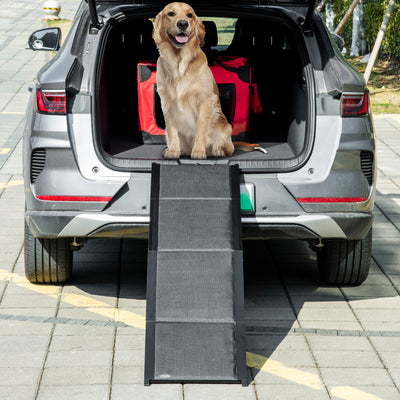 Folding Pet Ramp, 62 Inch Lightweight Portable Dog Ramp for Extra Large Dogs, Non-Slip Surface for Cars, Trucks and SUVs, Black