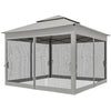 11' x 11' Pop Up Canopy 2-Tier Soft Top Shelter Event Tent w/ Netting Carry Bag for Patio Backyard Garden, Light Grey
