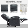 PU Leather Reclining Chair, Manual Recliner Chair for Living Room with Footrest, 2 Side Pockets, Steel Frame, Black