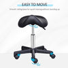 Saddle Stool, PU Leather Rolling Stool with Wheels, Adjustable Salon Chair for Kitchen, Salon Spa, Bar, Home Office, Massage, Black