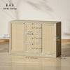 Boho Sideboard Buffet Cabinet, Kitchen Coffee Bar Cabinet with 3 Drawers, 2 Adjustable Shelves and 4 Racks, Natural