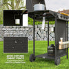 3+1 Burner Propane Gas BBQ Grill, Portable Gas Barbecue Grill with Side Burner, Thermometer, Lid, Side Table, Shelf, Spice Rack, Wheels, Grease Cup for Garden, Black