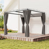 10' x 10' Retractable Pergola Canopy with Sidewalls, Metal Outdoor Gazebo Sun Shade Shelter