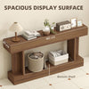 63 Inch Long Console Table, Vintage Narrow Entryway Table with Storage Shelf for Living Room and Hallway, Dark Brown