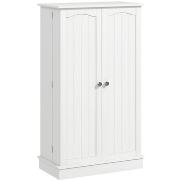Freestanding Pantry Cabinet 41 Inch Kitchen Pantry with Spice Racks and Adjustable Shelves for Home Use, White