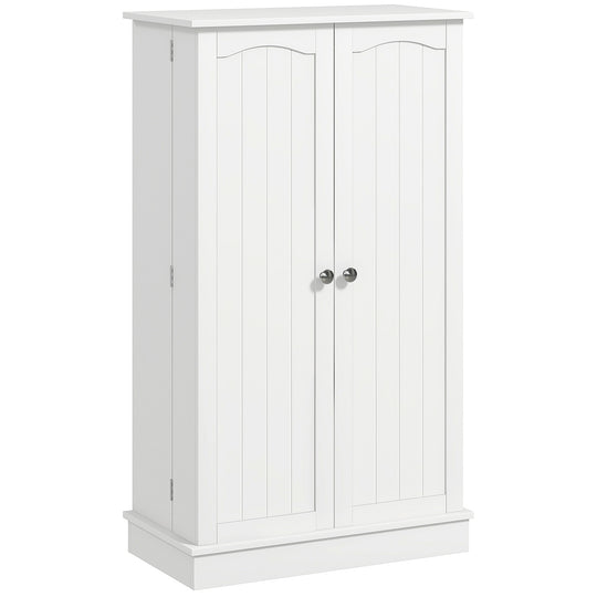 Garde-manger autoportant de 41 pouces avec porte-épices et tablettes réglables pour la cuisine, Blanc