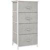 Commode/Tour de rangement en tissu de lin avec 4 tiroirs amovibles, cadre métallique et pieds réglables pour salon, cuisine, salle de bain, blanc