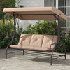 Convertible Patio Swing Bed with Canopy and Cushions, 3 Seater Porch Swing for Outdoor, Backyard, Garden