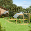 Galvanized Large Metal Chicken Coop Cage Walk-in Enclosure Poultry Hen Run House Playpen Rabbit Hutch with Cover for Outdoor Backyard