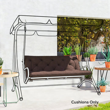 2 Seater Garden Bench Cushion, Soft Thick Outdoor Non-Slip 2 Seater Soft Pad With Backrest, 47