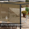 10x7ft Pergola with Retractable Roof Outdoor Patio Sun Shelter Garden Grape Tent Water-resistant Yard Shade, Khaki