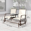 Patio Glider Rocking Chair 2 Person Outdoor Loveseat Rocker Garden Furniture Bench, Beige
