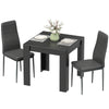 Dining Table Set for 2, Square Kitchen Table and Chairs, Dining Room Table and PU Leather Upholstered Chairs, Black
