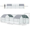 Galvanized Large Metal Chicken Coop Cage Walk-in Enclosure Poultry Hen Run House Playpen Rabbit Hutch with Cover for Outdoor Backyard 9.2' x 24.9' x 6.5'